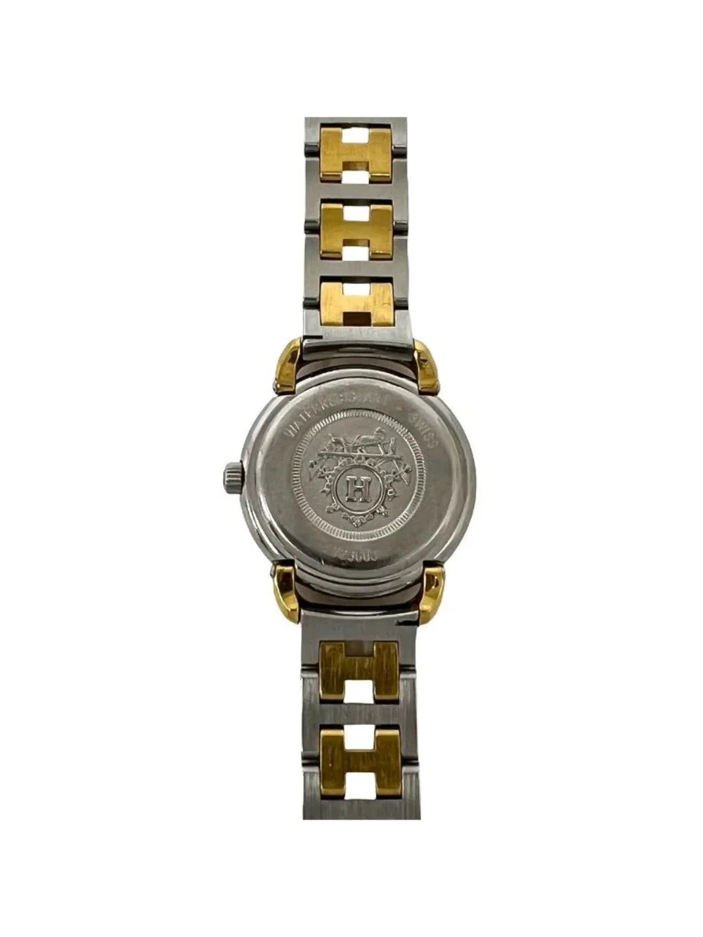 Hermes Pullman Stainless Quartz Watch Wrist Gold Silver